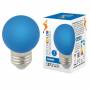 Лампа светодиодная Volpe E27 1W синяя LED-G45-1W/BLUE/E27/FR/С UL-00005647